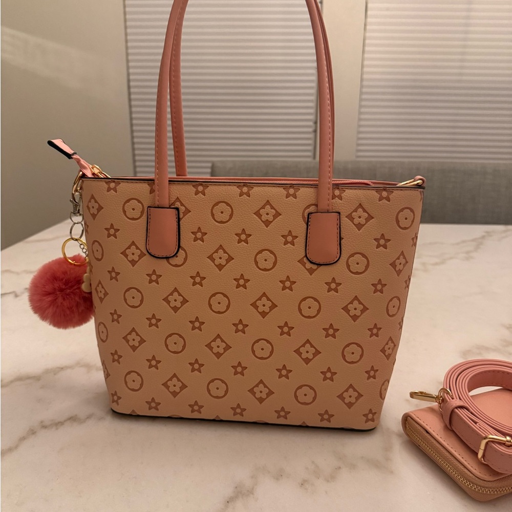 Fashion Stylish Pink Tote Bag with Wallet - Picture 10 of 13